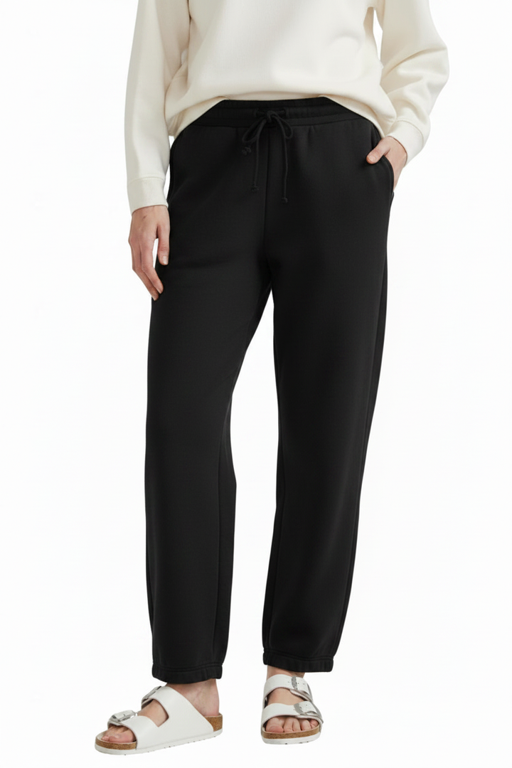 Black Wide Leg Sweatpants - Front