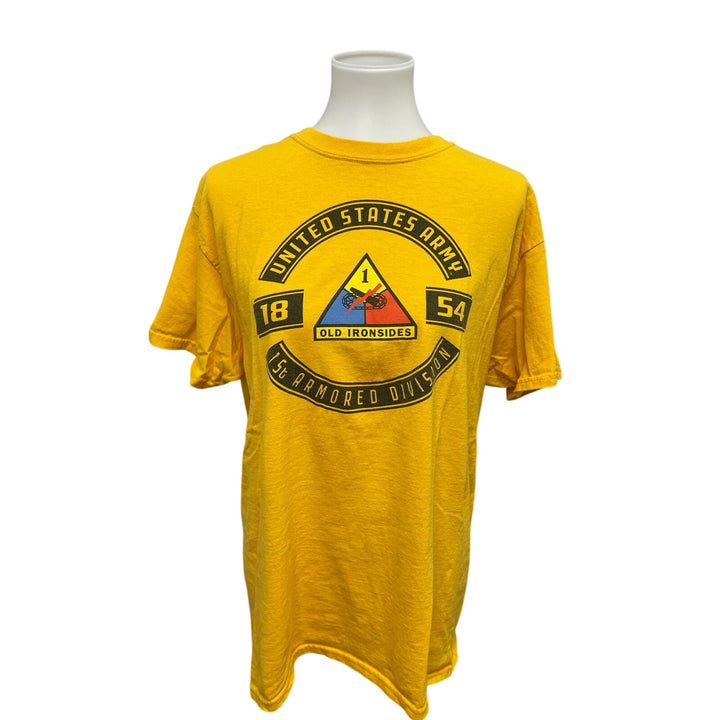 Blue 84 Mens Large US Army 15t Armored Division Cotton Blend Crew Neck Tee Shirt