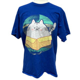 Womens Large Fat Cat In Box Crew Neck Short Sleeve Cotton Blend Tee Shirt