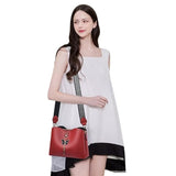 Xiaoyu Womens Red Zipper Close Faux Leather Butterfly Charm Small Crossbody Bags