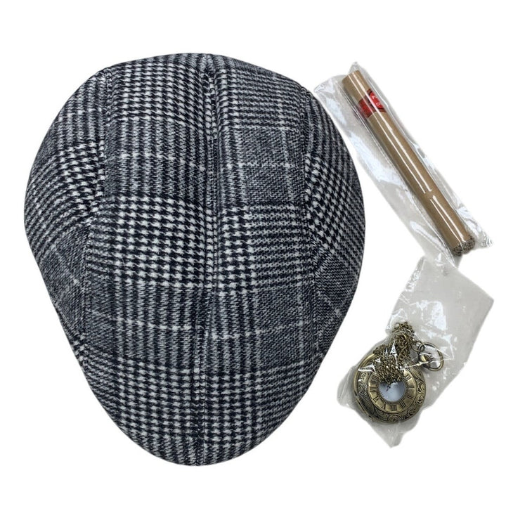 Mens Medium Plaid Sleeveless Vest Hat 1920s Gatsby Gangster Halloween Costume