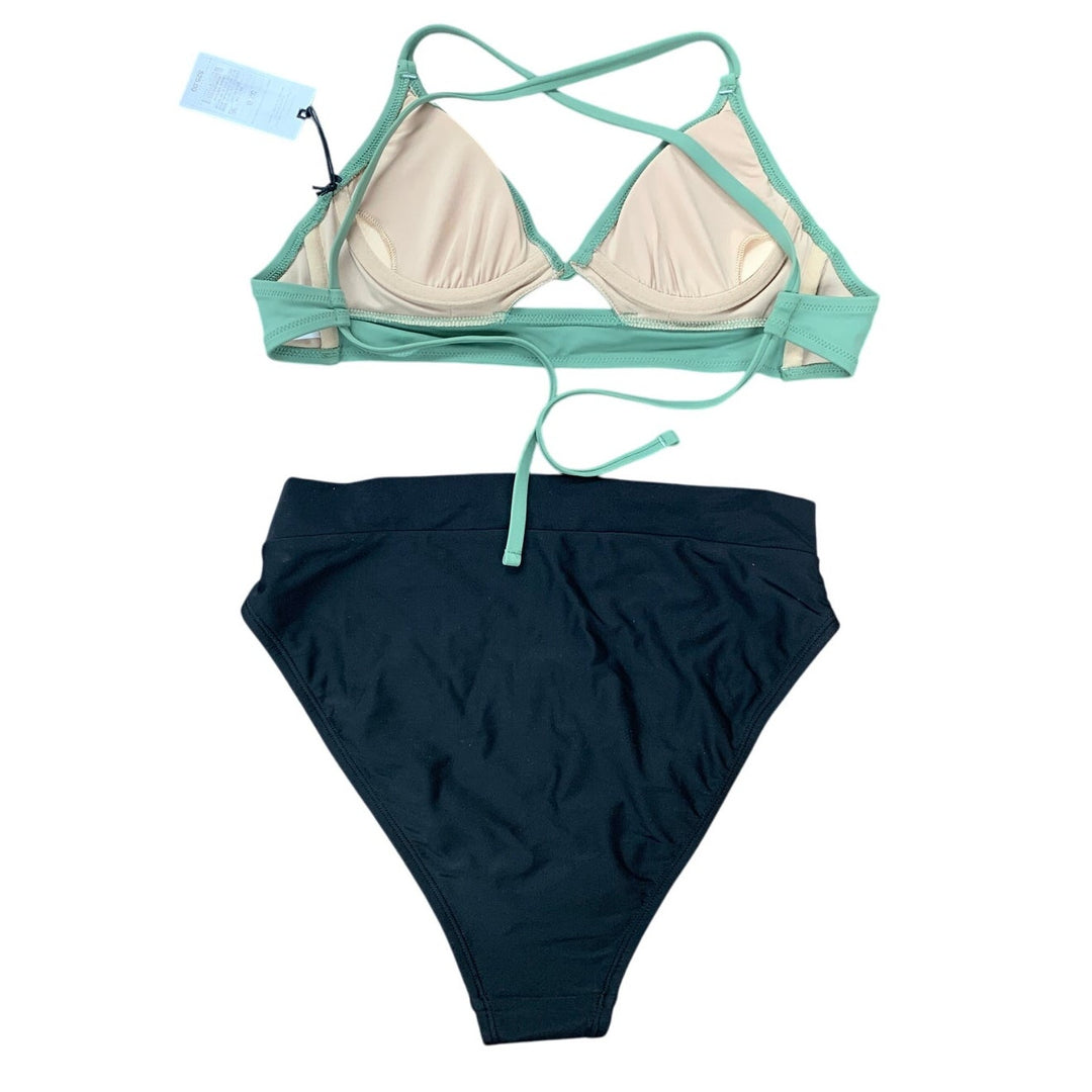 NWT New Shade &amp; Shore Xhilaration Womens 32B Medium High Rise Bikini Top Bottoms
