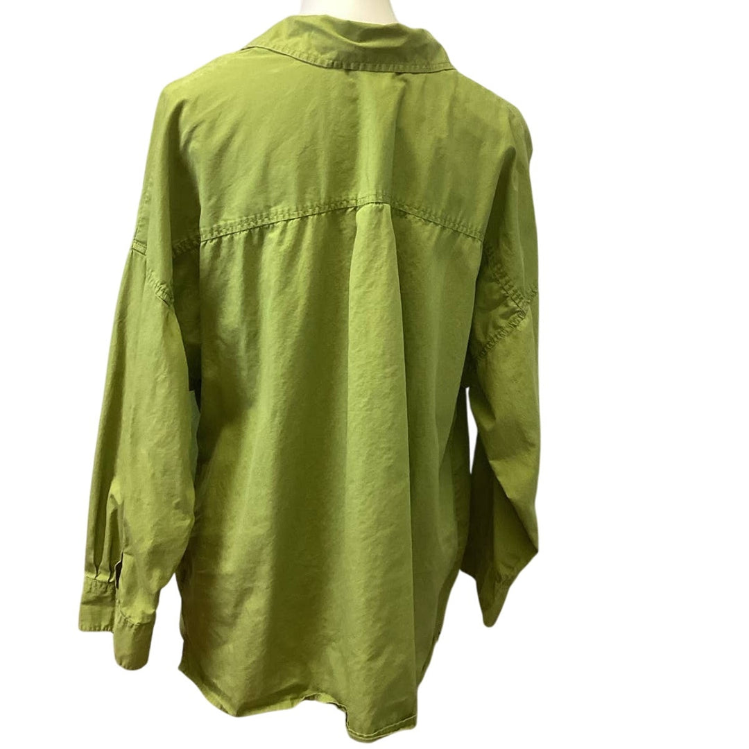 Avenue Womens Plus Size 18/20 Cotton Long Sleeve Button Up Front Pocket Shirt