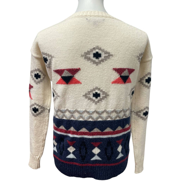 AEO Womens XS Aztec Wool Acrylic Blend Long Sleeve Crew Neck Pullover Sweater