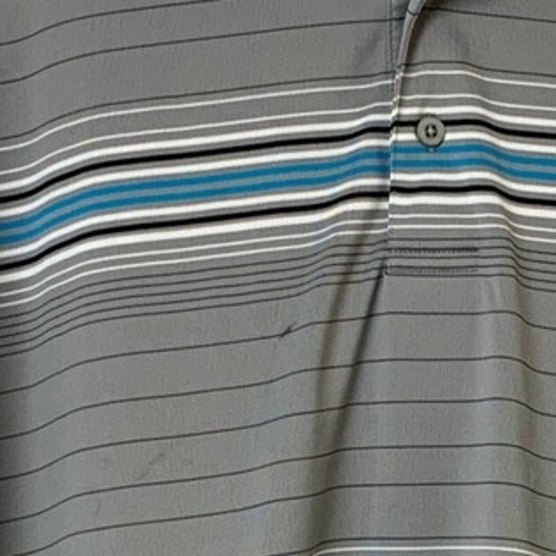 PGA Tour Pro Series Mens 3XLT Gray Striped Short Sleeve Golf Polo Shirt EUC