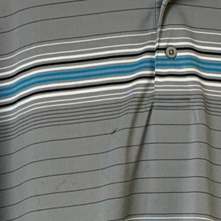 PGA Tour Pro Series Mens 3XLT Gray Striped Short Sleeve Golf Polo Shirt EUC