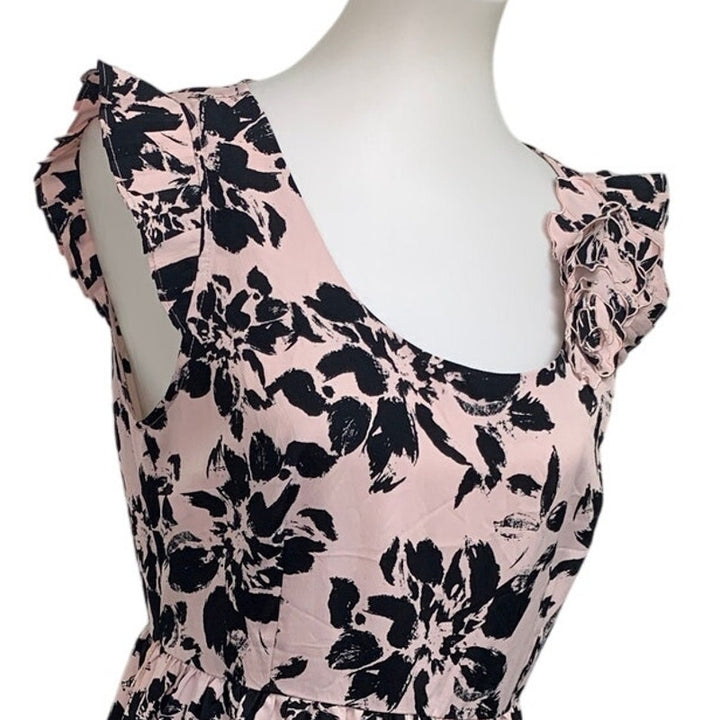 ELLE Womens Medium 100% Polyester Floral Sleeveless Fit n Flare Side Zip Dress