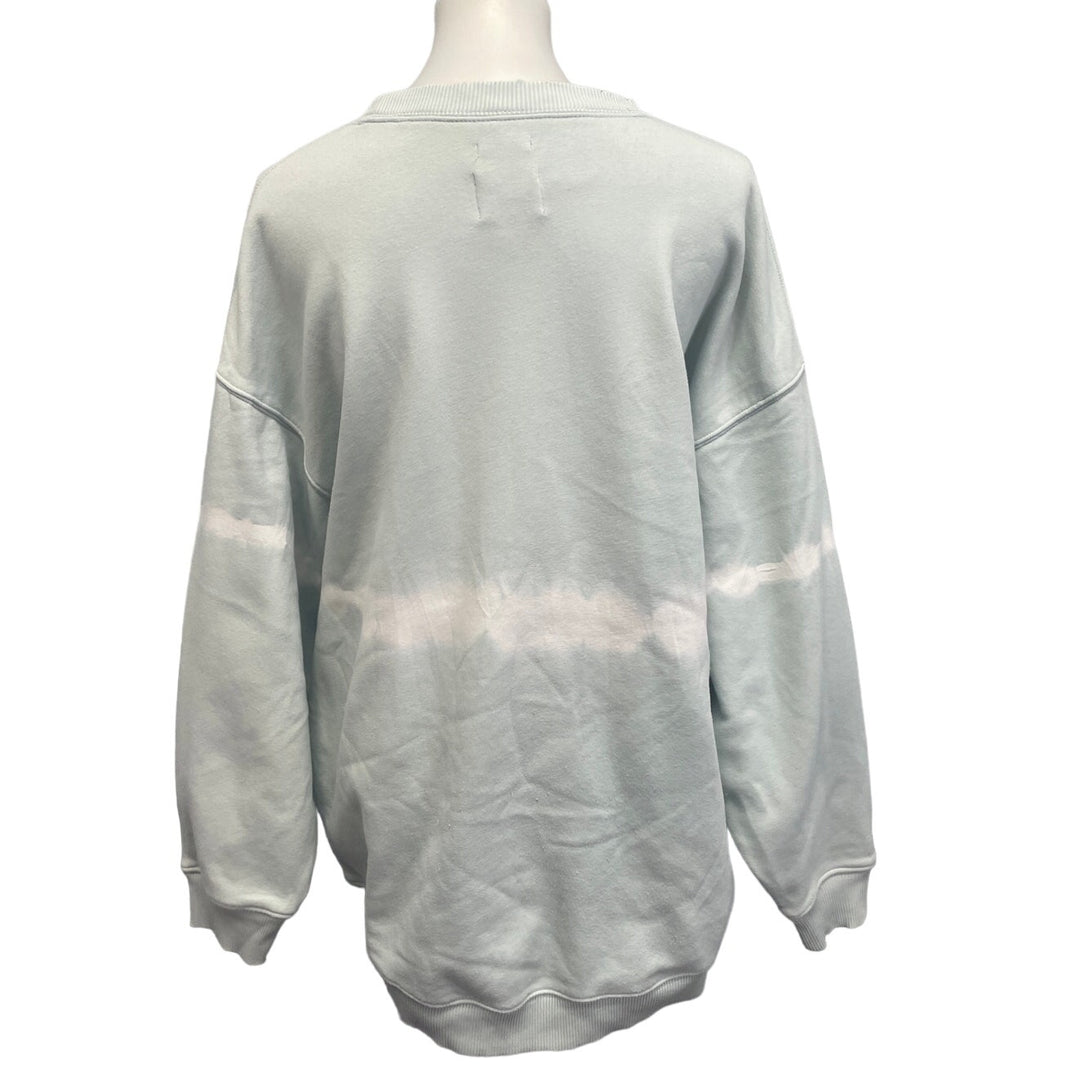 Hand Printed Upcycled Womens Small Jegging Fit Yellow Blue Wild Bird Sweatshirt