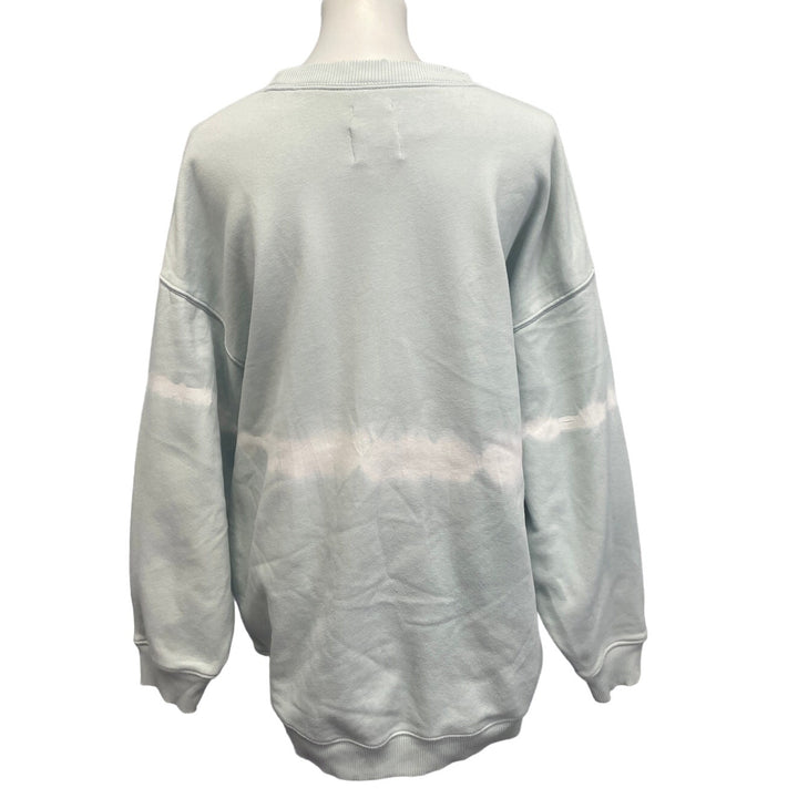 Hand Printed Upcycled Womens Small Jegging Fit Yellow Blue Wild Bird Sweatshirt
