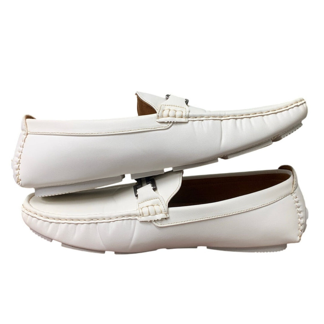 Bruno Marc Mens Size 14 White Faux Leather Driving Loafers Casual Slip On Shoes