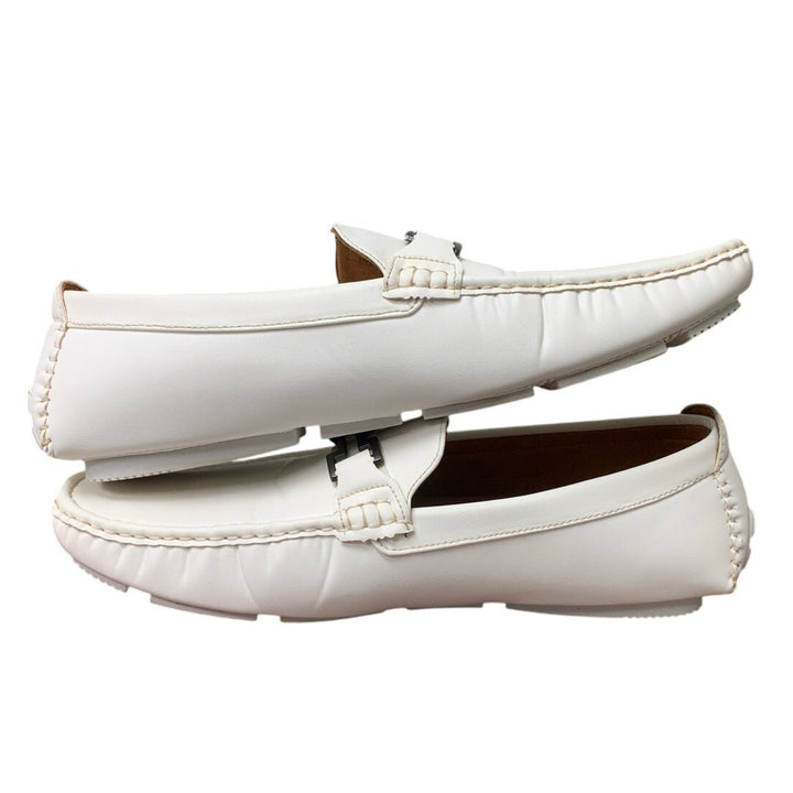 Bruno Marc Mens Size 14 White Faux Leather Driving Loafers Casual Slip On Shoes