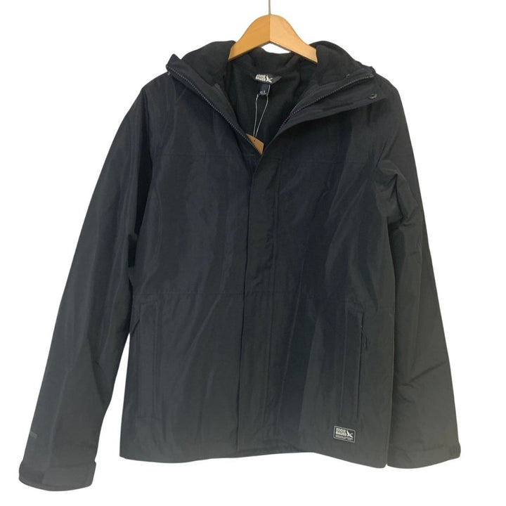 New Eddie Bauer Mens Small Black High Pass Fleece Lined 3-In-1 Hoodie Jacket