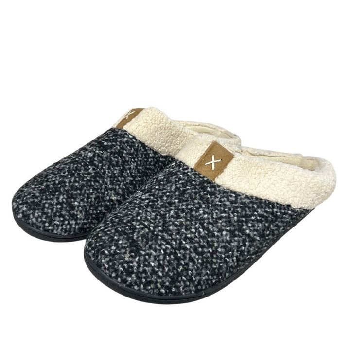 Ultra Ideas Mens Size 13/14 Gray Black Sherpa Lined Memory Foam House Slippers