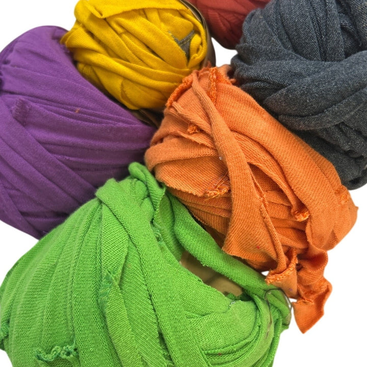 100+ yds Handmade Upcycled Tee Shirt Rough Cut Fabric Ribbon Yarn Craft Supply