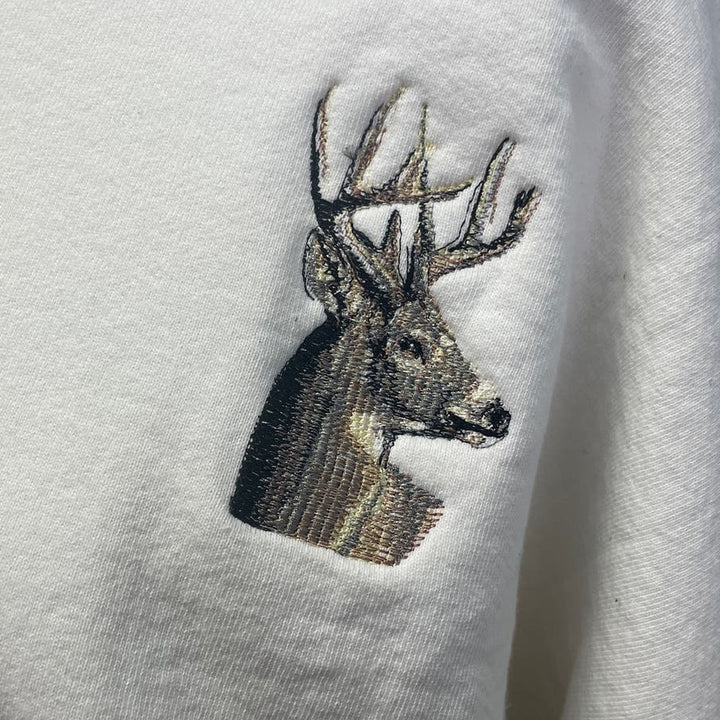 Mens 2X Heavy Duty Long Sleeve Cotton Blend Embroidered Deer Warm Sweatshirt
