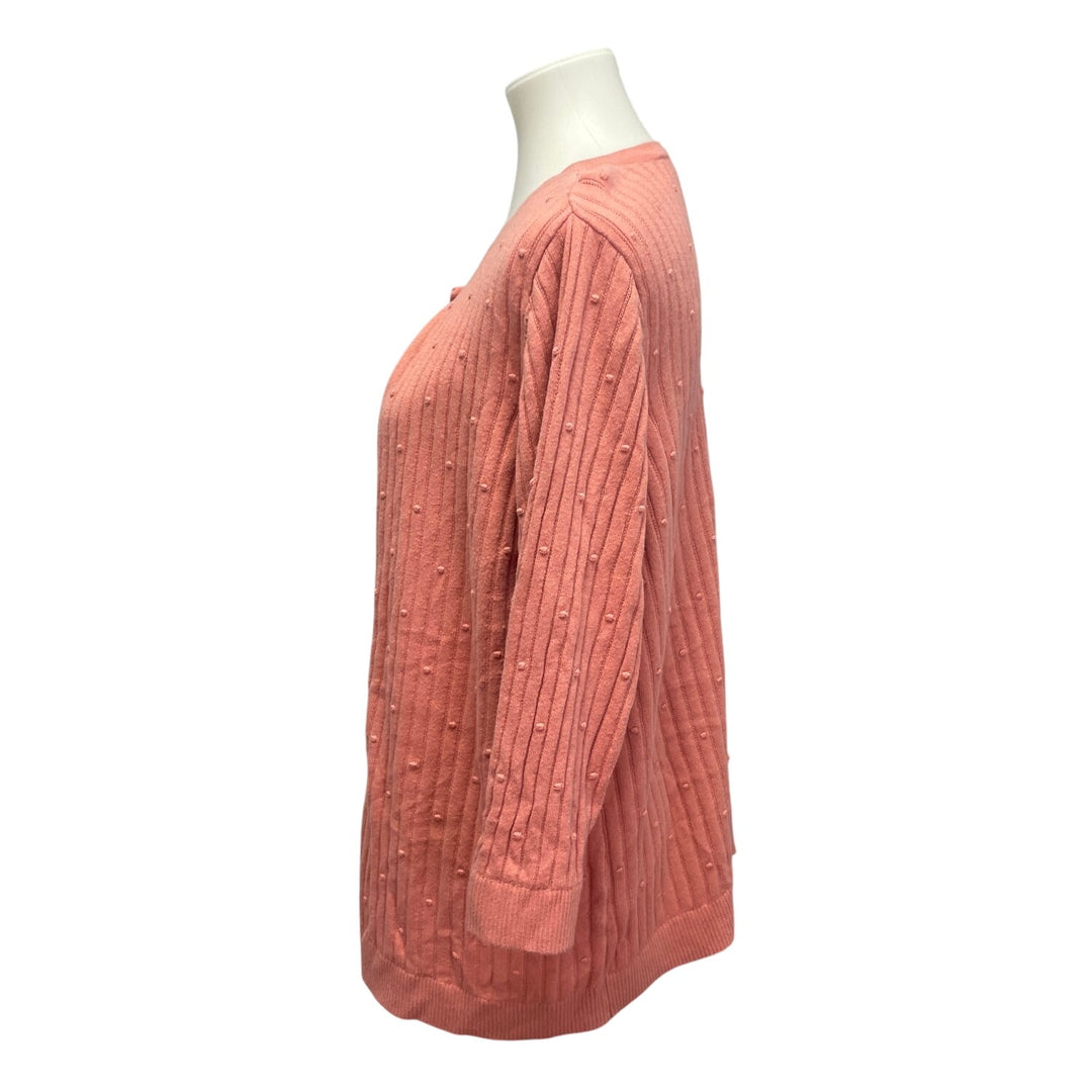 CJ Banks Womens XL 100% Cotton Full Button Front 3/4 Sleeve Cardigan Sweater