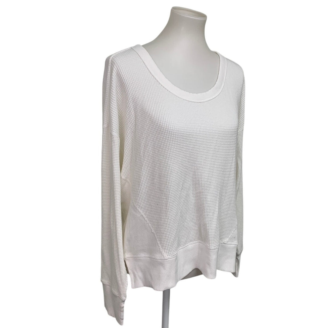 New OFFLINE by Aerie Womens Small Cotton Scoop Neck Long Sleeve Waffled Top