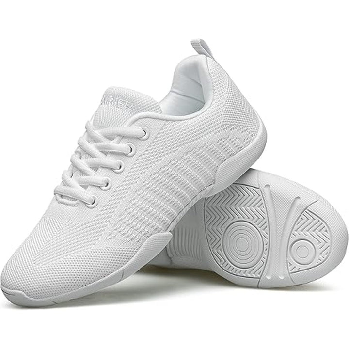Baxinier Girls Size 3.5 White Lace Up Breathable Anti Slip Cheerleading Shoes