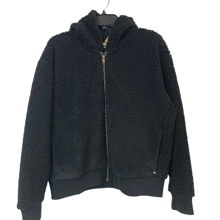 New Eddie Bauer Womens XL Black Snowdrift Teddy Full Zip Long Sleeve Jacket