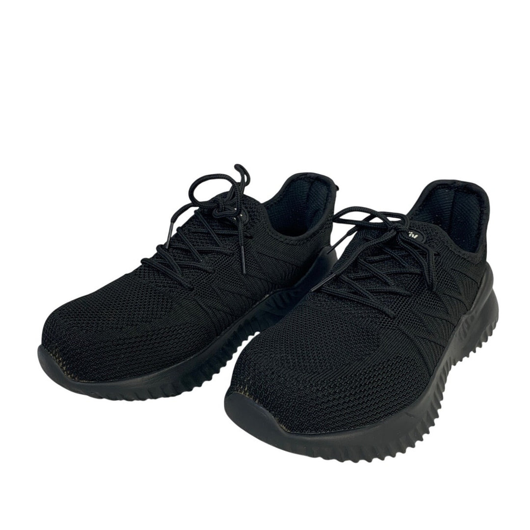 Tinefiy Womens Size 6.5 Black Sneakers Lace Up Low Top Round Steel Toe Shoes