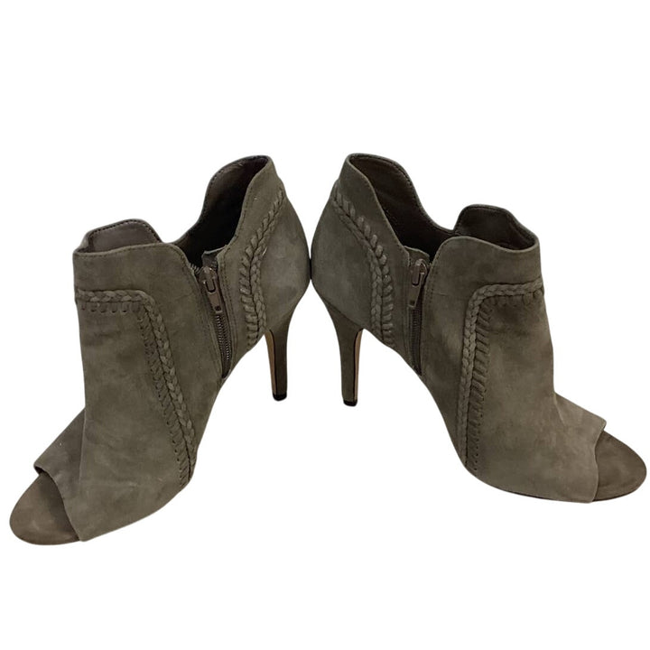 Vince Camuto US Size 8.5 Suede Leather Peep Toe Side Zip 4.25" Heel Shootie Shoe