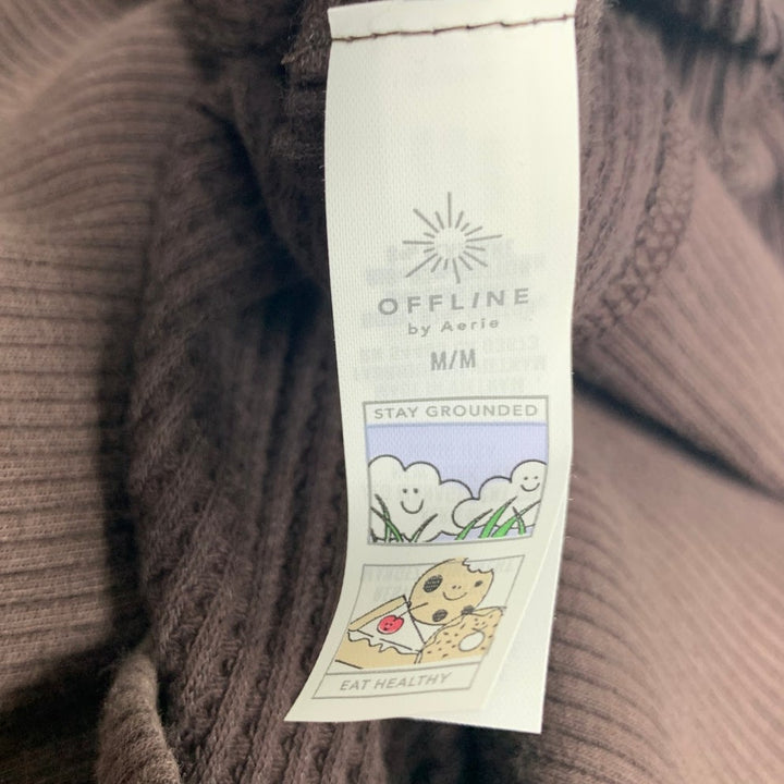 New Offline by Aerie Womens Medium Cotton Blend Waffle Long Sleeve Crew Neck Top