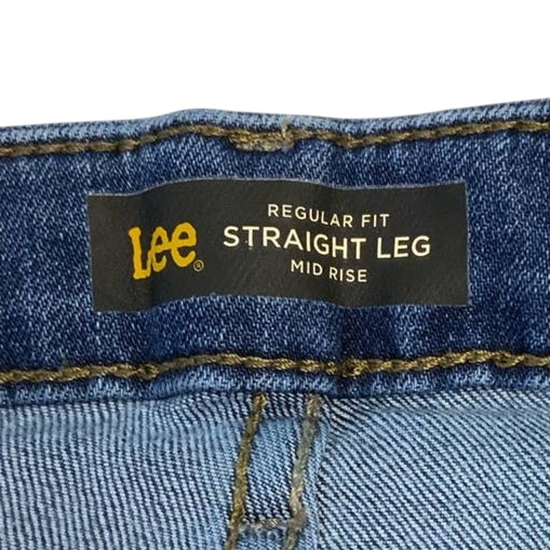Lee Womens Size 14 Regular Fit Straight Leg Mid Rise Stretch Denim Blue Jeans