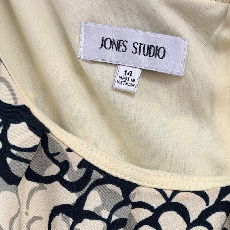 Jones Studio Womens Size 14 Sleeveless Floral Size Zip Sheath Dress w Belt