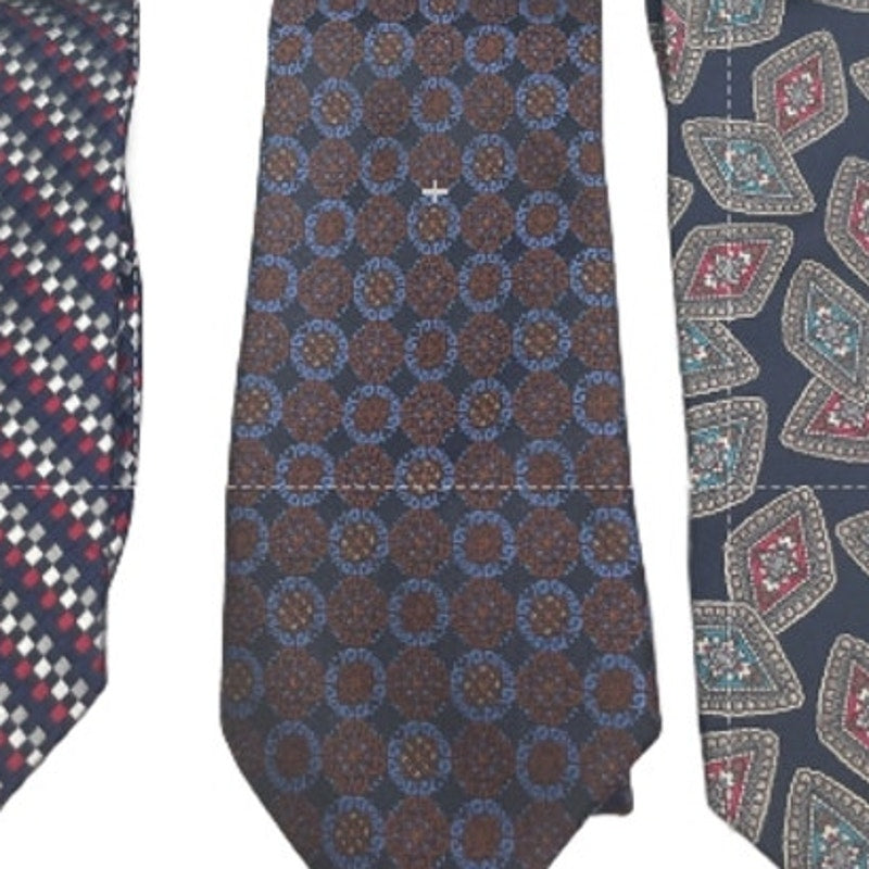 Lot of 6 Silver Brown Gray Striped Floral Vintage and Modern Mens Neck Ties