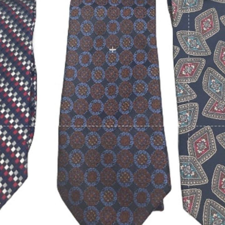 Lot of 6 Silver Brown Gray Striped Floral Vintage and Modern Mens Neck Ties