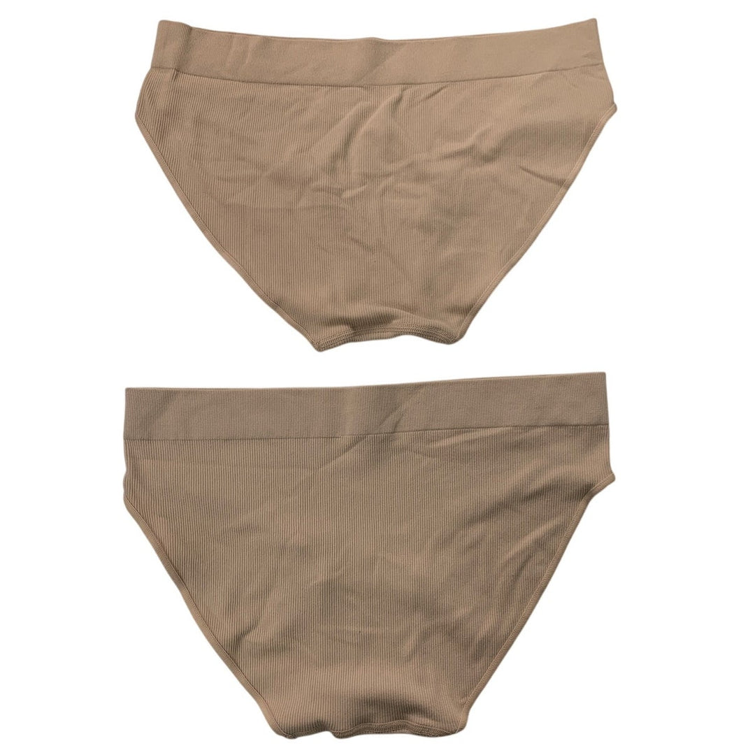2 New American Eagle Womens Tan Medium Ribbed Underwear Sample High Cut Briefs