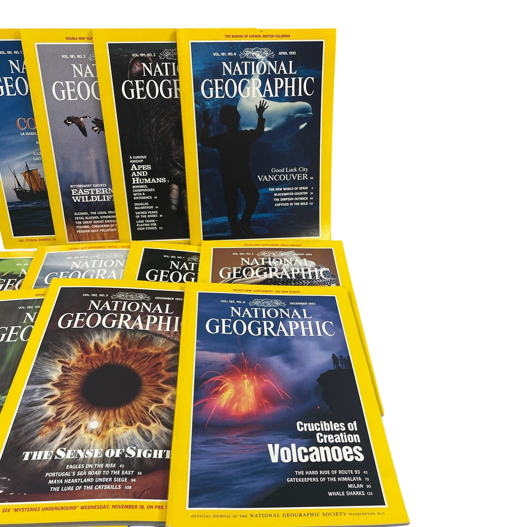 Vintage 1992 National Geographic Magazine FULL Year 12 Issues W Maps Supplements
