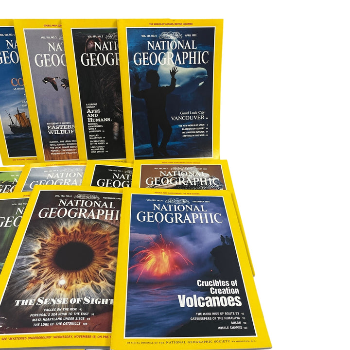 Vintage 1992 National Geographic Magazine FULL Year 12 Issues W Maps Supplements