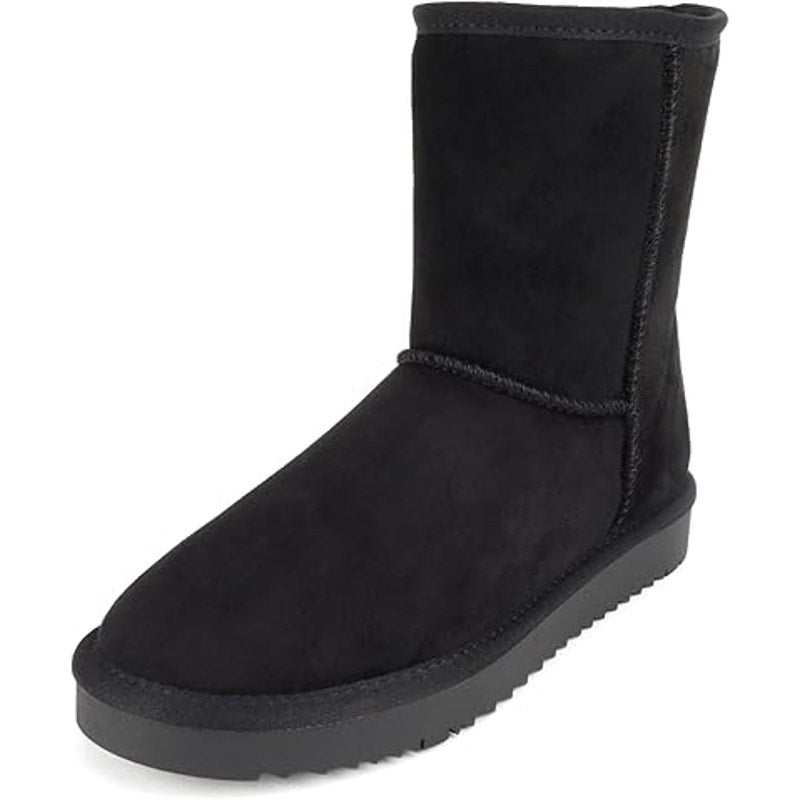New Soda KURON Womens Size 7.5 Black Faux Suede Round Toe Lug Sole Ankel Boots