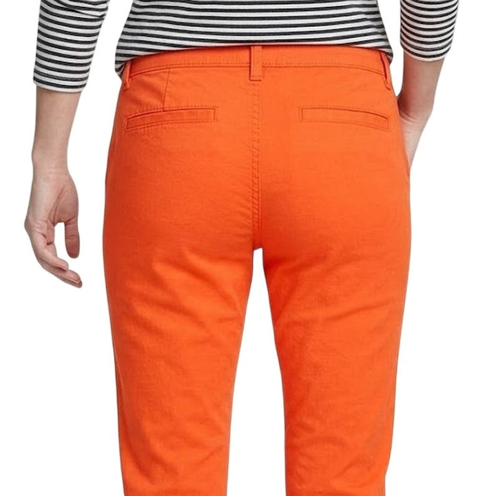New Eddie Bauer Womens Size 4 Orange Boyfriend Midrise Slim Legend Wash Pants