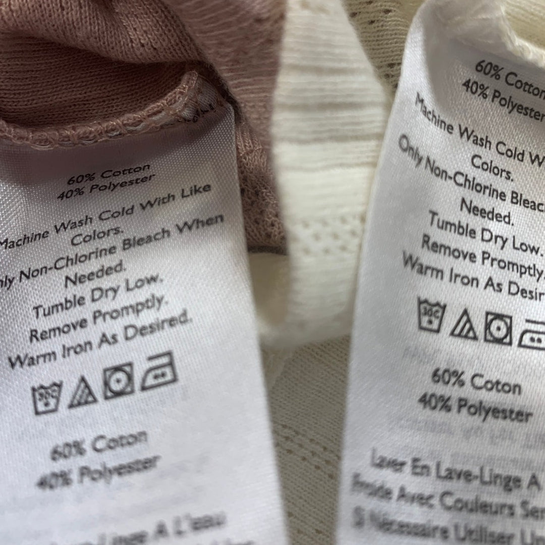 New Eddie Bauer Womens XXL Ivory Plum Perfect Pointelle Long Sleeve Shirts