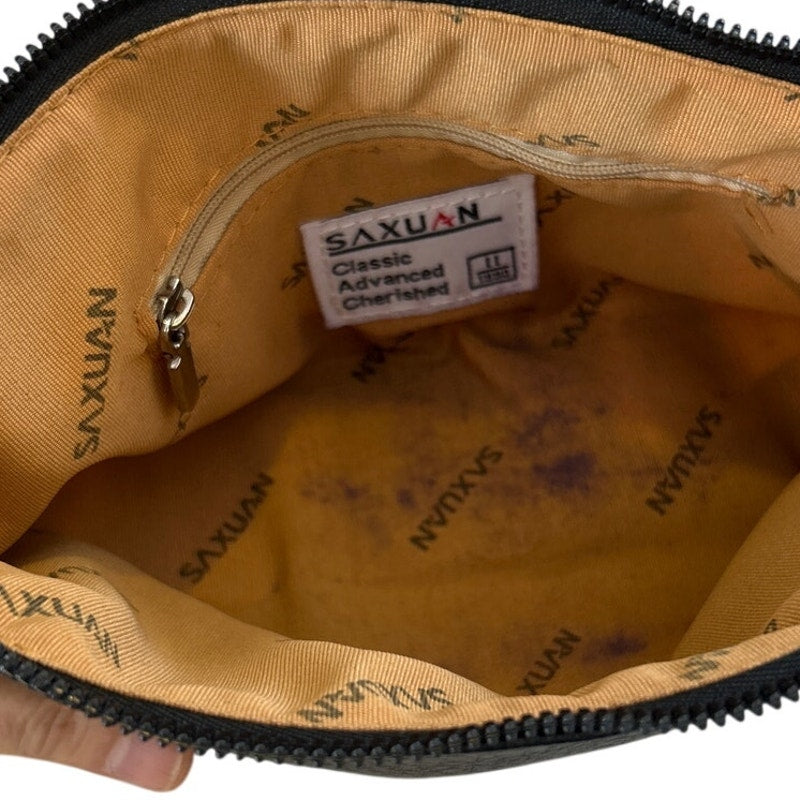 Saxuan Womens Classic Black Premium Faux Suede Leather Zipper Pouch Purse