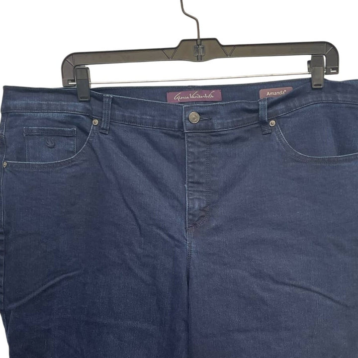 Gloria Vanderbilt 22W Amanda Flat Front Stretch Cotton Denim Blue Jeans Pockets
