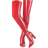Wsheliu Womens Size 9 Red Faux Leather 4" Block Heel Thigh High Over Knee Boots