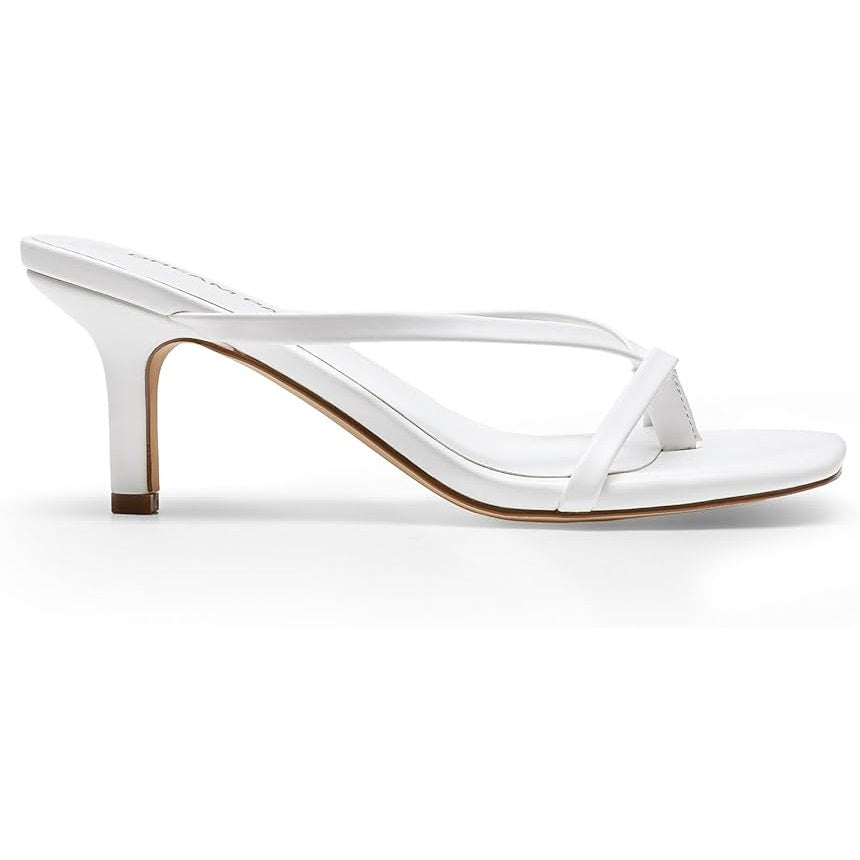 Dream Pairs Womens 9.5 White Open Toe 3.25" Heel Slide On Weddding Sandal Shoes