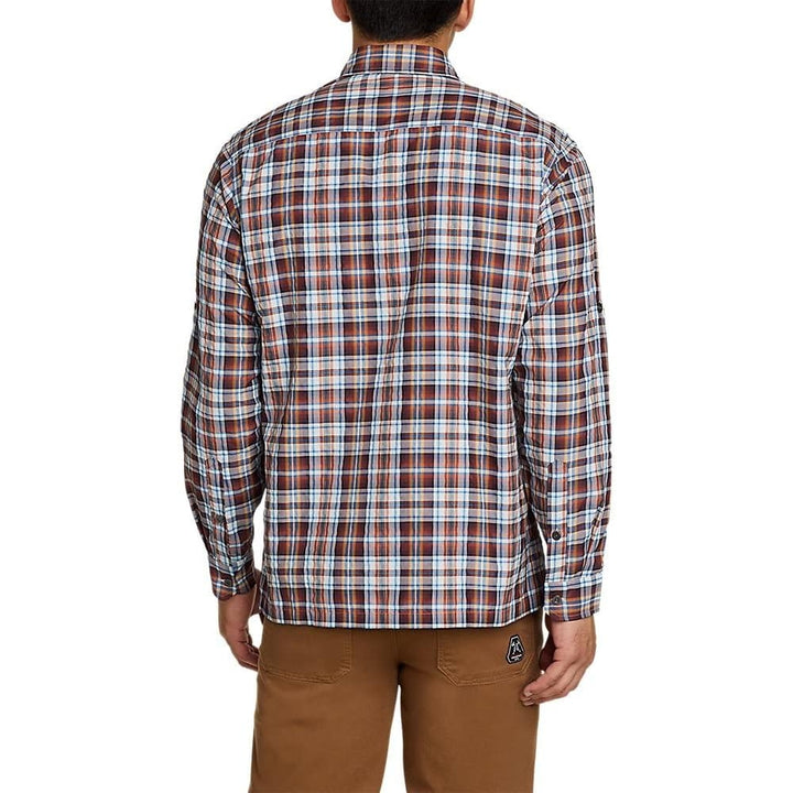 New Eddie Bauer Mens Sienna Plaid Rainier 2.0 UPF 50+ Long Sleeve Hiking Shirt