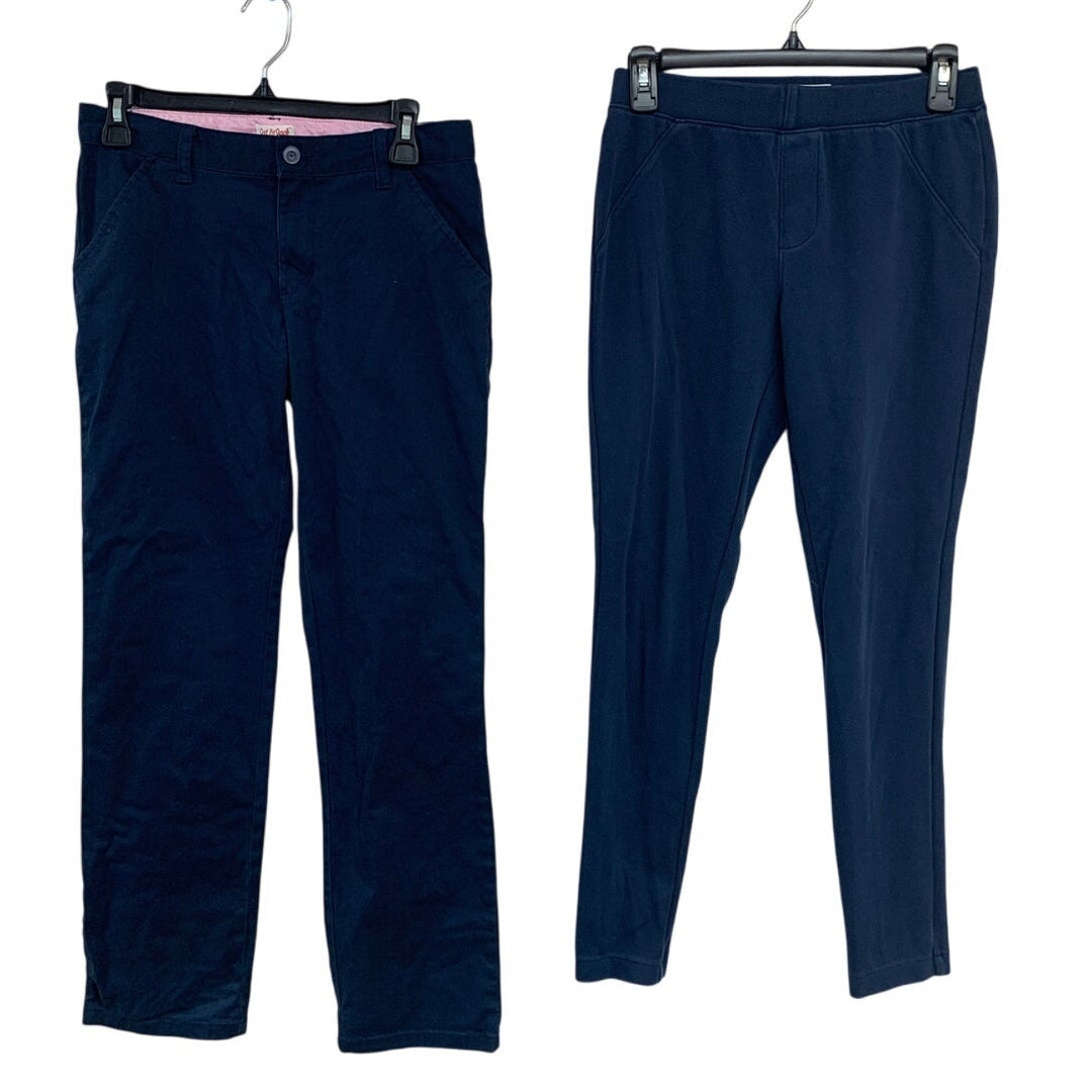 2 New Cat &amp; Jack Girls XL (14/16) Navy Blue Cotton Blend Uniform Straight Pants