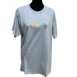 New Mens Large Hand Printed LGBTQ Gay Pride Gray Rainbow Equality Tee Shirt