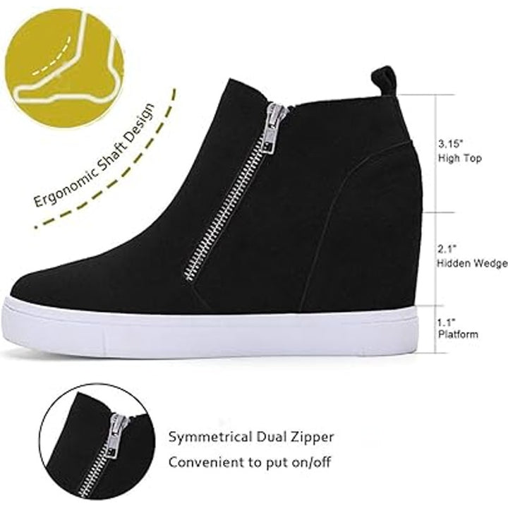 New Athlefit Womens Size 7.5 Wedge Sneakers Hidden Heel Platform Wedge Booties