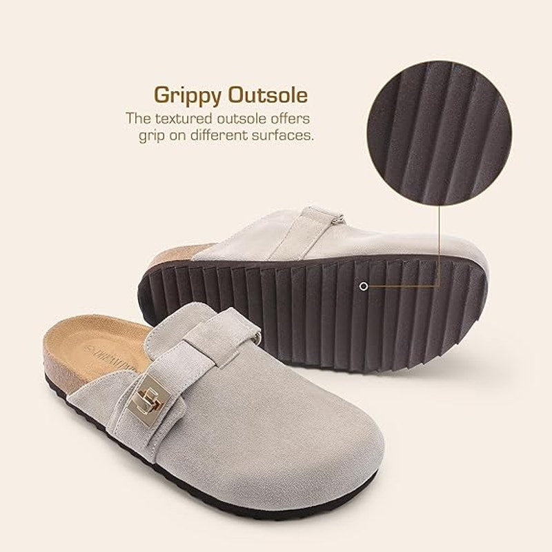 Dream Pairs Womens 8 Gray Clogs Closed Round Toe Adjustable Strap Slip On Shoes