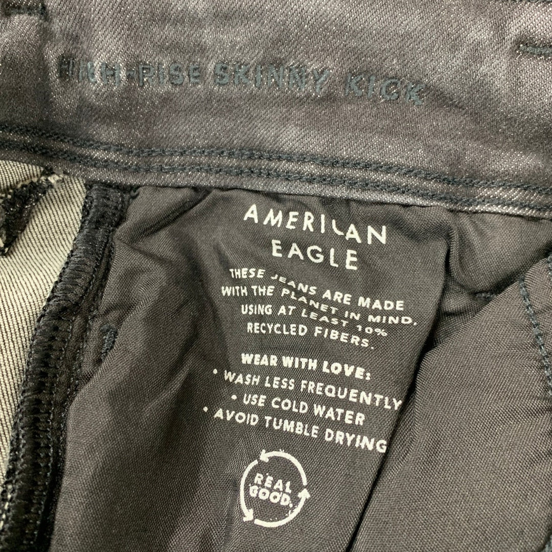 New American Eagle Womens Size 4 High Rise Skinny Kick Black Denim Jeans