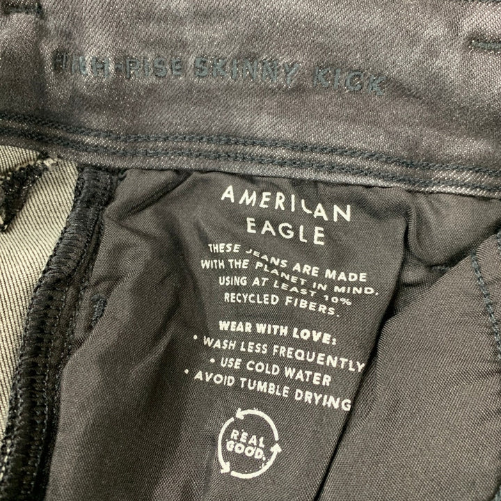 New American Eagle Womens Size 4 High Rise Skinny Kick Black Denim Jeans