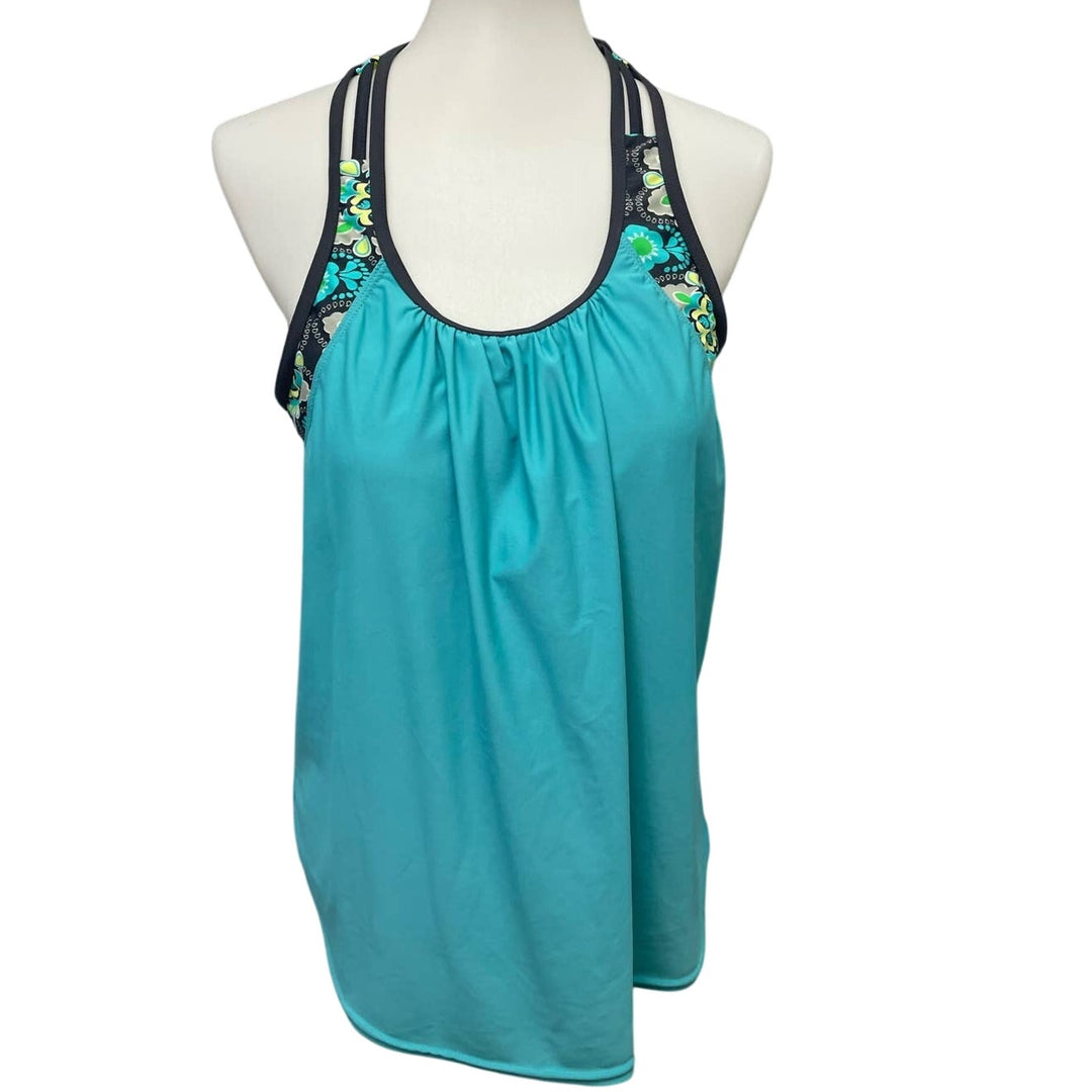 Womens XL Racerback Attached Flowy Nylon Blend Activewear Sports Bra Tank Top