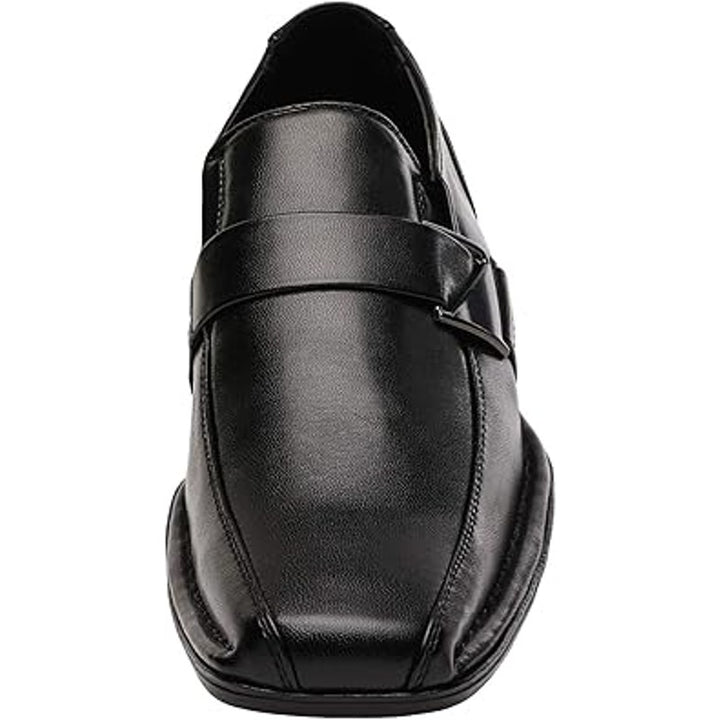 Bruno Marc Mens Size 13 Black Faux Leather Slide On Low Heel Dress Loafers Shoes