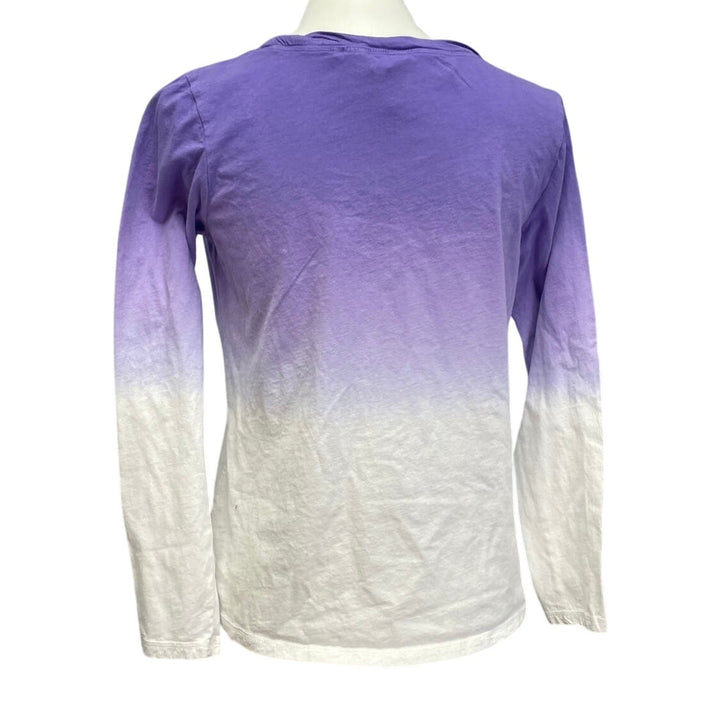 Hand Printed Upcycled XXS Dragonfly 100% Cotton Tie Dye Long Sleeve Crew Tee